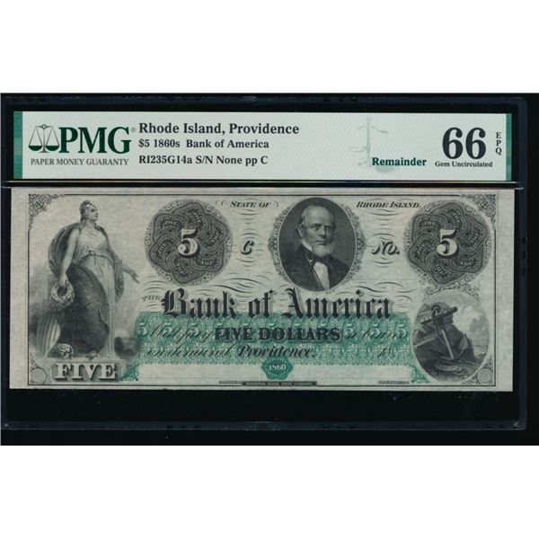 1860's $5 Providence RI Obsolete PMG 66EPQ