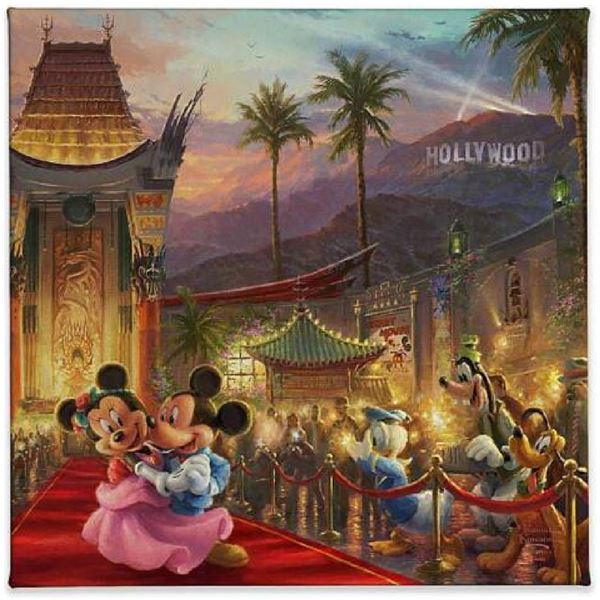 Thomas Kinkade Disney MICKEY MINNIE MOUSE IN HOLLYWOOD Giclee on Canvas