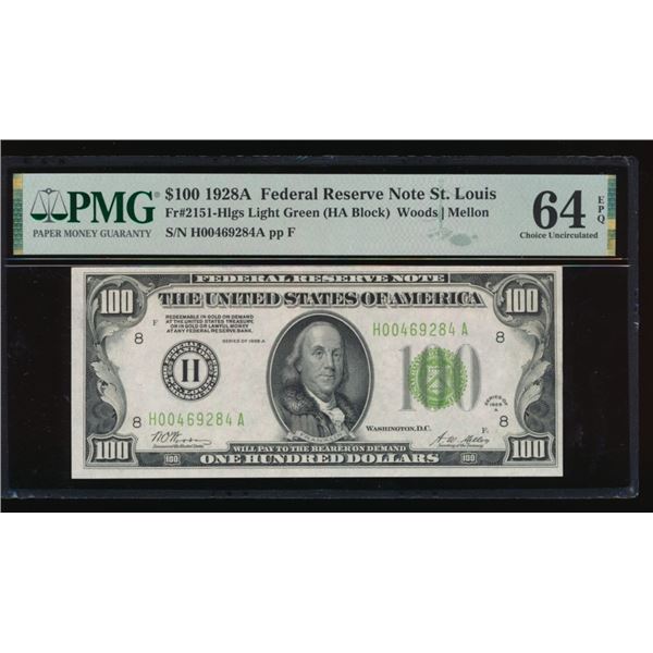 1928A $100 St Louis FRN PMG 64EPQ