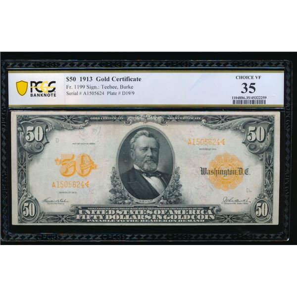 1913 $50 Gold Certificate PCGS 35