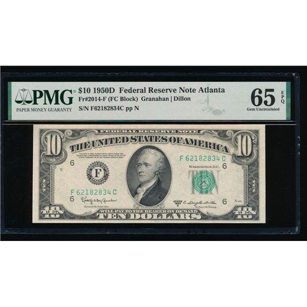 1950D $10 Atlanta FRN PMG 65EPQ