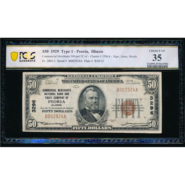 1929 $50 Peoria IL National PCGS 35