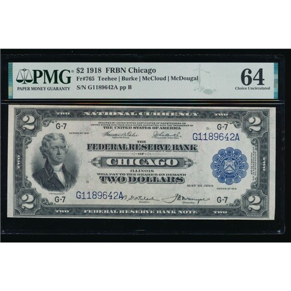 1918 $2 Chicago FRBN PMG 64