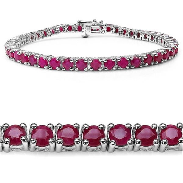 Rhodium Plated 10.12ctw Ruby Bracelet