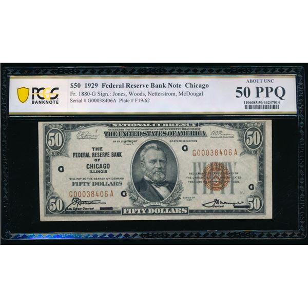 1929 $20 Chicago FRBN PCGS 50PPQ