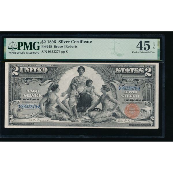 1896 $2 Educational Silver Certificate PMG 45EPQ