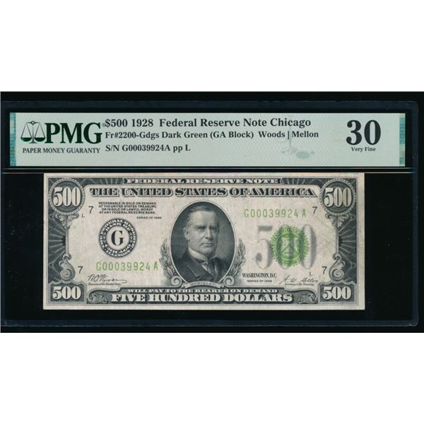 1928 $500 Chicago FRN PMG 30