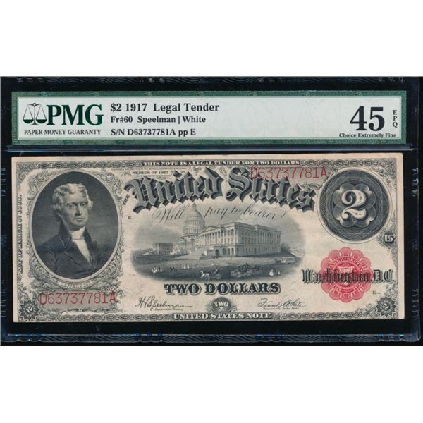 1917 $2 Legal Tender Note PMG 45EPQ