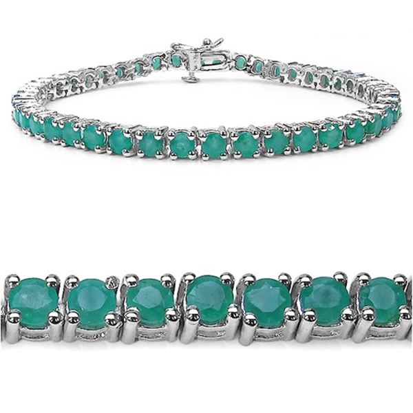 Plated Rhodium 7.48ctw Emerald Bracelet