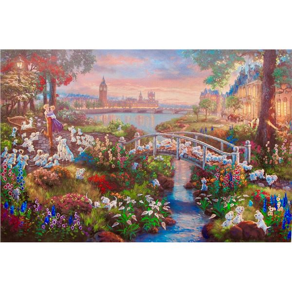 THOMAS KINKADE 101 Dalmatians Giclee on Canvas