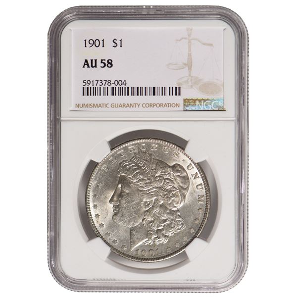 1901 $1 Morgan Silver Dollar NGC AU58