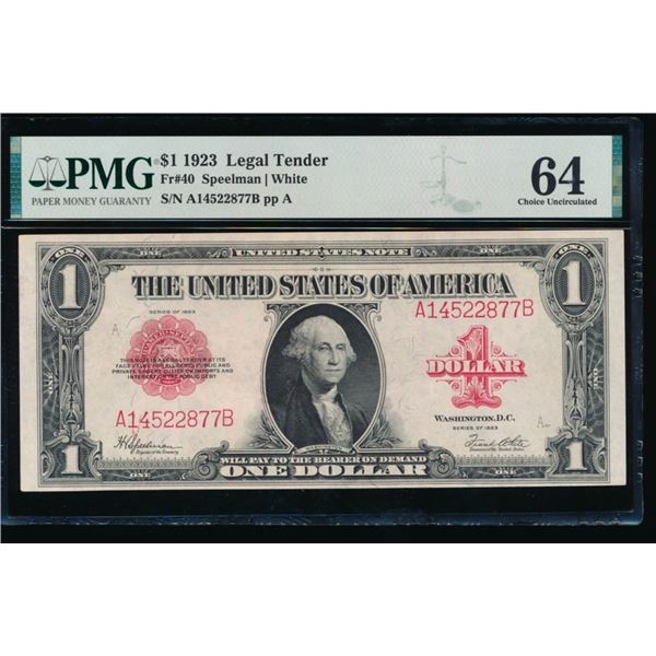 1923 $1 Legal Tender Note PMG 64