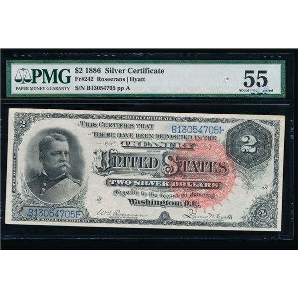 1886 $2 Silver Certificate PMG 55