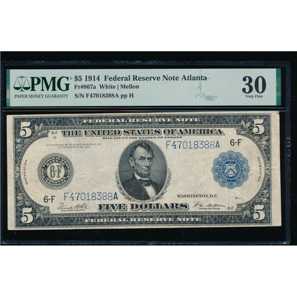 1914 $5 Atlanta FRN PMG 30
