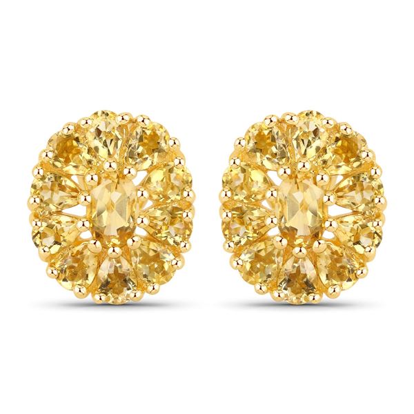 Plated 18KT Yellow Gold 4.06ctw Citrine Earrings