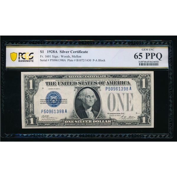 1928A $1 Silver Certificate PCGS 65PPQ