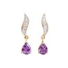 Plated 18KT Yellow Gold 2.04cts Amethyst and Diamond Earrings
