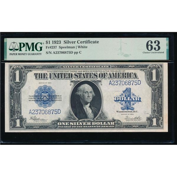 1923 $1 Silver Certificate PMG 63