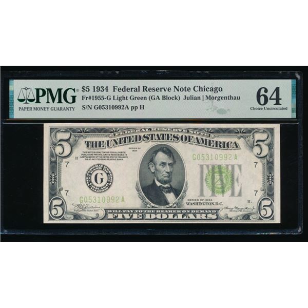 1934 $5 Chicago FRN PMG 64