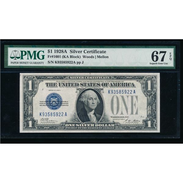 1928A $1 Silver Certificate PMG 67EPQ