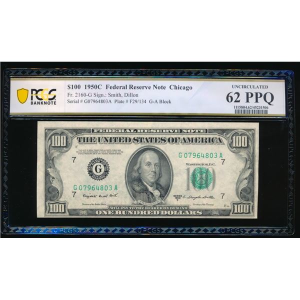 1950C $100 Chicago FRN PCGS 62PPQ