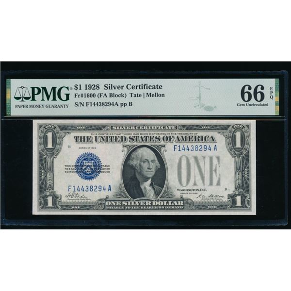1928 $1 Silver Certificate PMG 66EPQ