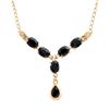 Plated 18KT Yellow Gold 9.10ctw Black Sapphire and White Topaz Pendant with Chain