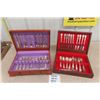 Image 1 : 2 Wooden Chests of Cutlery- 44 pcs Modern Rose, 58 pcs Oneida