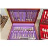 Image 2 : 2 Wooden Chests of Cutlery- 44 pcs Modern Rose, 58 pcs Oneida
