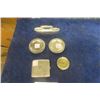 Image 1 : 5 pcs of Sterling Silver, Birks Cigarette Case, 2 Crest Coasters, Nail Buffer, Compact - 447 Grams 