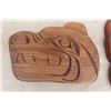 Image 2 : 4 Assorted Cedar Wood Carvings From Vancouver Island Artist Signed (2) RW, (1) SR, (1) AV 