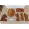 Image 1 : 5 Lyle Wilson Carved Wooden Items ; 1 Harold Dan Eagle / Man / Killer Whale