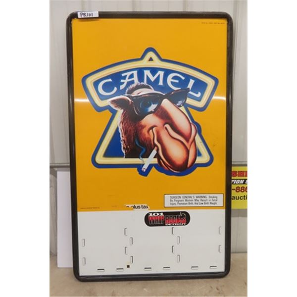 Camel Cigarettes Metal Sign with Price Slots ( no cards) 1989- 29  x 48  