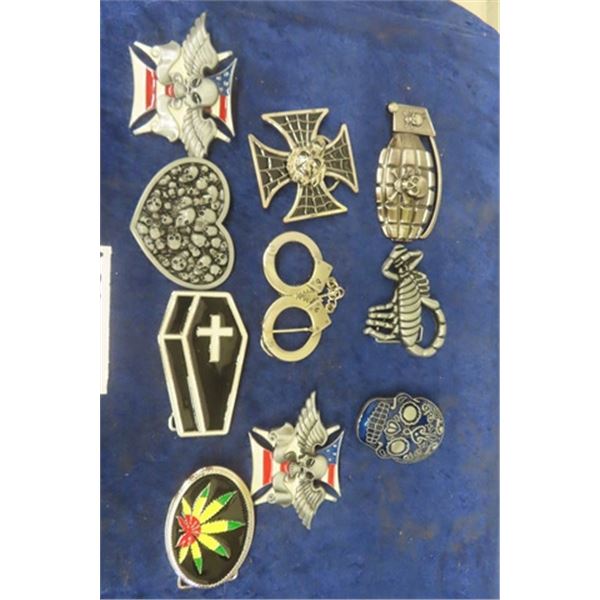 10 Assorted Belt Buckles ; Skulls plus more 