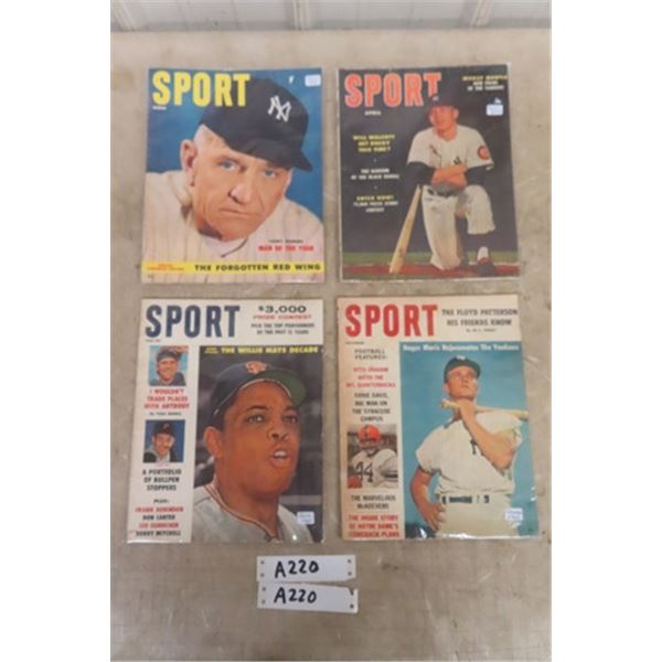 Lot of 4 Sport Magazines 1950's - 60's ; Mickey Mantle, Roger Maris, Willy Mays