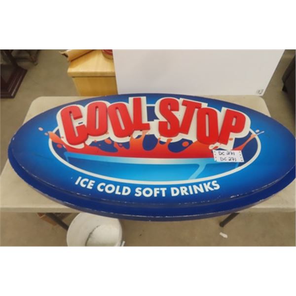 Cool Stop Ice Cold Soft Drinks 3D Wooden Sign 24