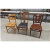 Image 1 : 3 Vintage Wooden Chairs-1 with Upholstered Seat