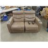 Image 1 : 2pc Power Leather Style Reclining Couch 63" Wide