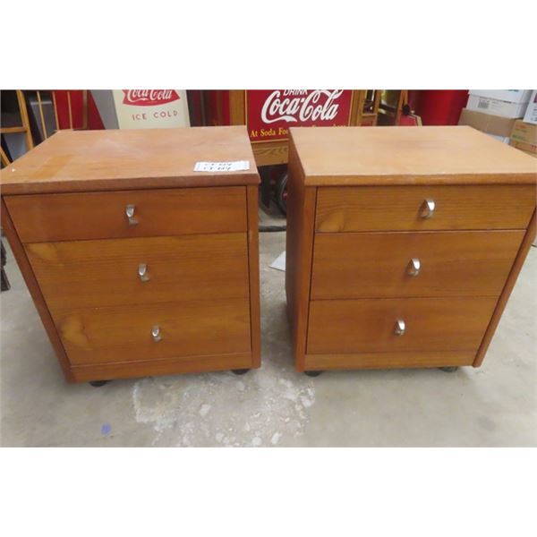 Pair of Matching 3 Drawer Night Tables 16  x 20  x 24  