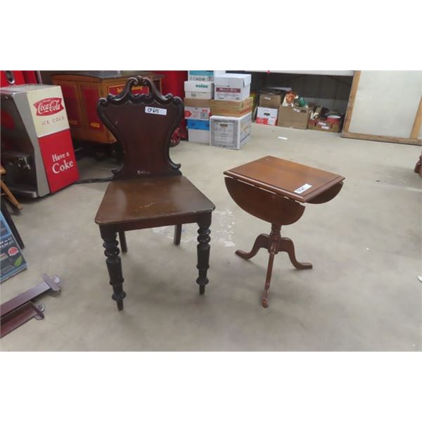 Fancy Antique Chair with Small Drop LEaf Table 15" x 20" x 23" 