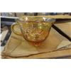 Image 5 : Carnival Glass Punch Bowl with Ladle + Cups