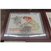 Image 2 : 3 Vintage Pin Up Girl Calendar Pages - Framed - 1947 / 49/ /50 , 12.5" x 15.5" 