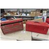 Image 1 : 2 Metal Tool Boxes: 3 Drawer + Top, 1 Open Type with Tool Tray