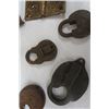 Image 2 : 5 Old Brass Padlocks, Door Hardware, Skeleton Key, Ornate Brass Hinge