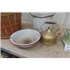 Image 3 : Bushell Basket, Enamel Ware, Pots, Kettle