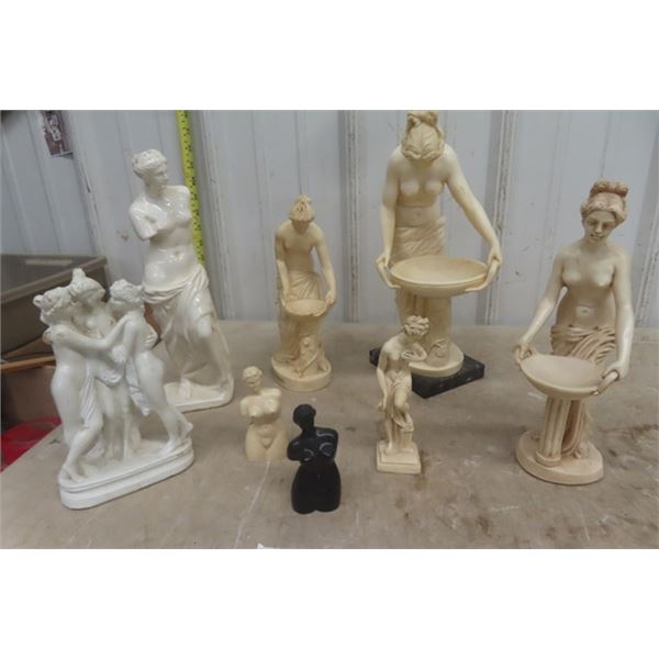 8 Assorted Topless Figures, Ornaments - Ancient Greece Themed - Ivorex Type Material