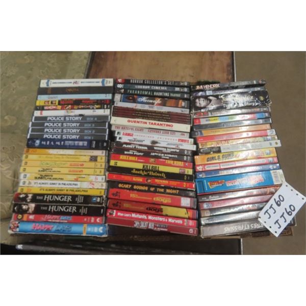 60 + Assorted DVDs ; Hendrix, Horror, Police Story, Always Sunny in Philly plus more