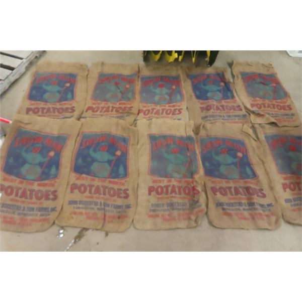 Lot of 10 Vintage Snowman Potato Sacks - 100 lbs - North Dakota