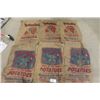 Image 1 : 3 Snowman Potato Sacks + 3 Northern Chief Potato Sacks - 100lbs Burlap Sacks - North Dakota