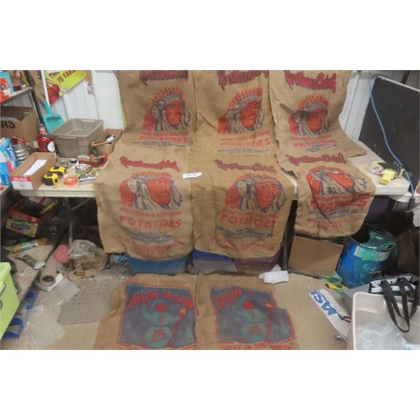 6 Northern Chief Potato Sacks, 2 Snowman Potato Sacks - 100lbs - North Dakota